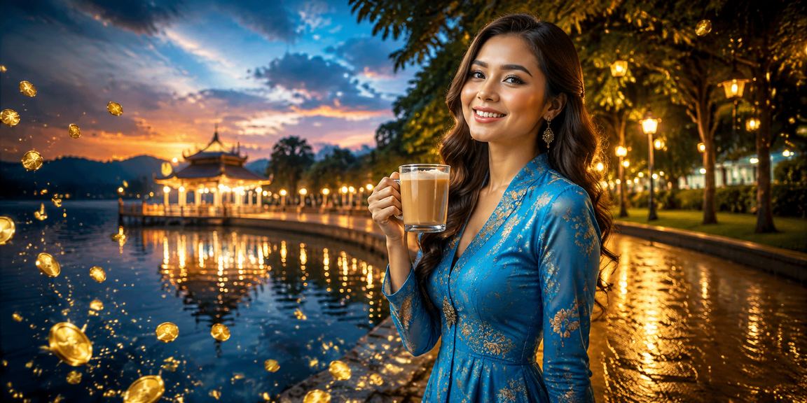 Pengguna Malaysia dalam pakaian tradisional menggunakan aplikasi cx80 di telefon Android